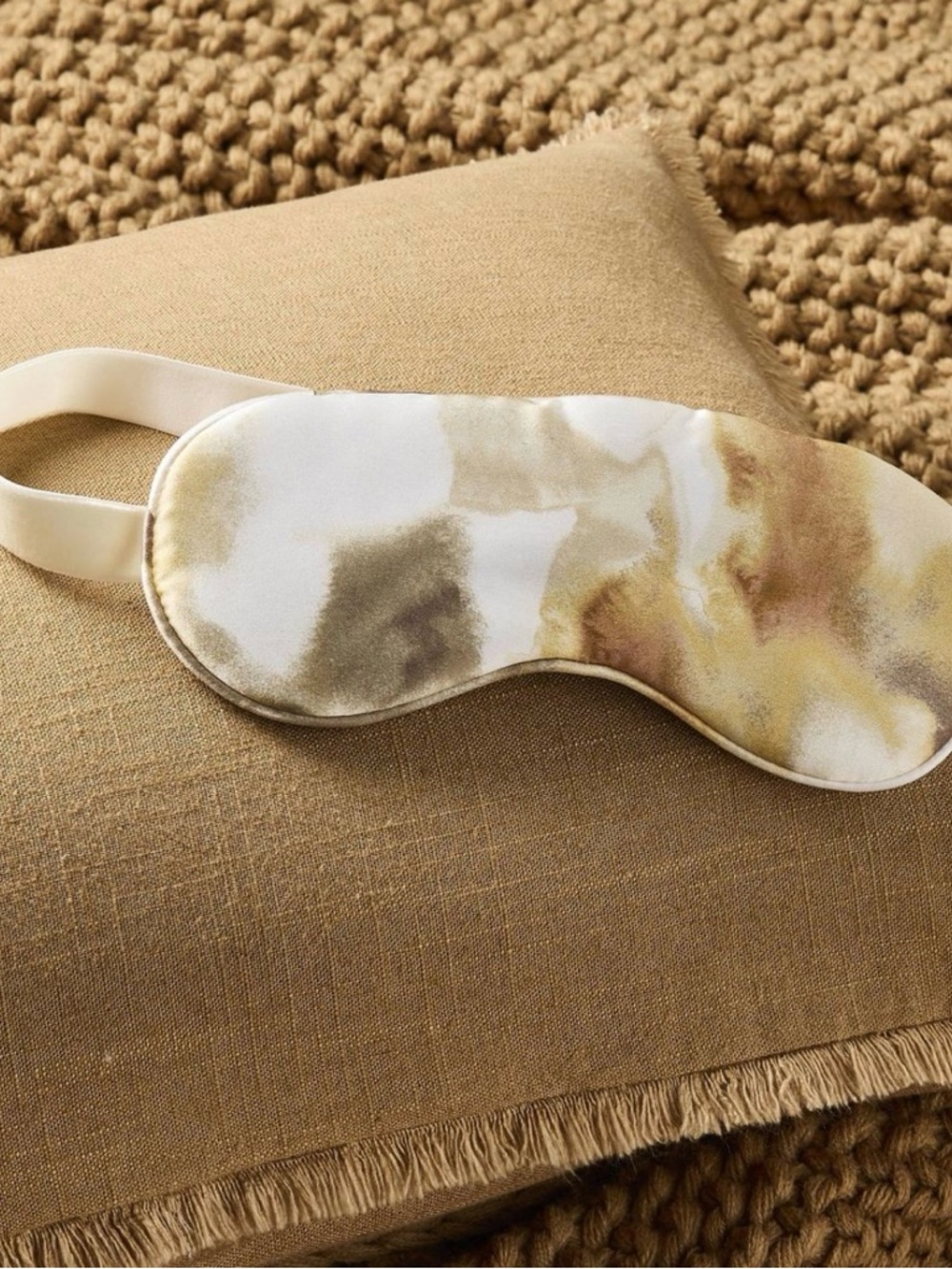 Casaluna Cream and Blush Watercolor Satin Eye Mask